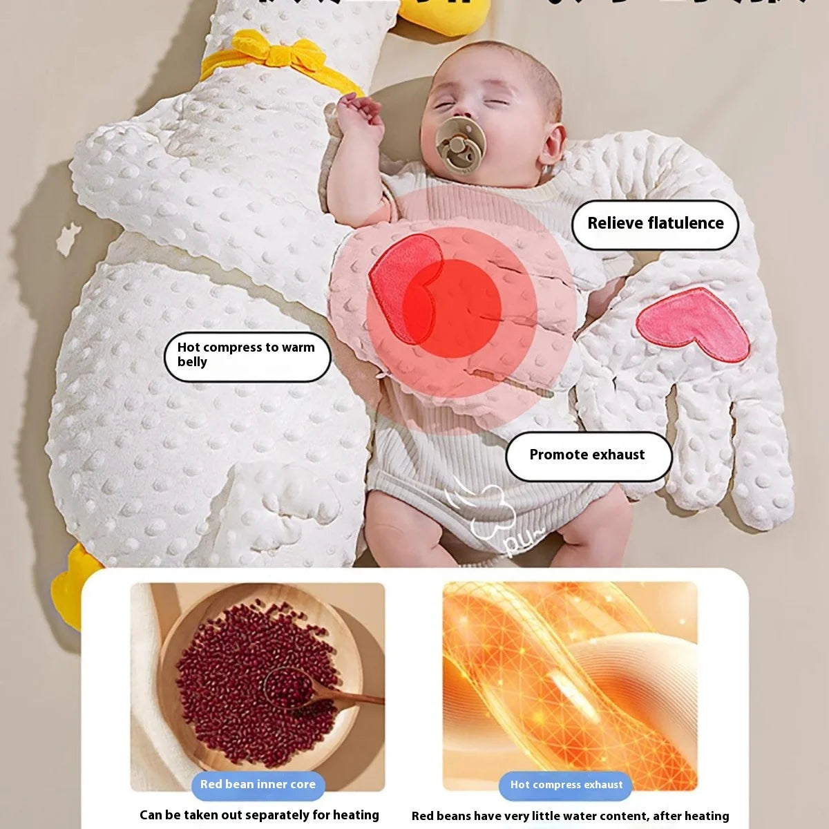 Big White Goose Baby Exhaust Pillow Soothes Baby, Soothes Baby's Palm, Baby Sleeps On Its Own Soothes Baby Baby Doll Sleeps Well   toy