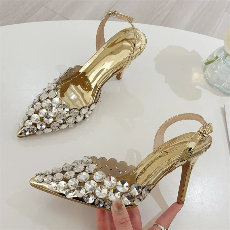 Manufacturer   Eilyken Sexy Pointed Toe Women Pumps Elegant Crystal PVC Transparent Thin High Heels Slingback Party Prom Female Shoes   Pumps