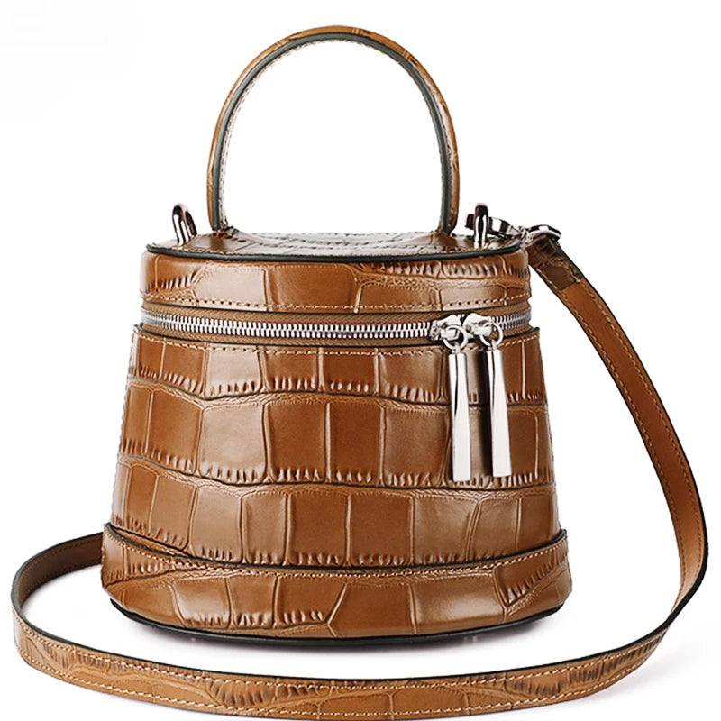 genuine leather crossbody bags for woman shoulder bags designer luxury Casual Bucket Bag Ladies High Quality Handbag Women