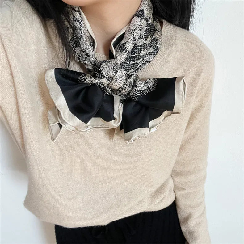 88cm Luxury Brand Twill Silk Scarf Women Bandana Square Scarf Design Kerchief Scarves For Ladies Fashion Shawl Echarpe