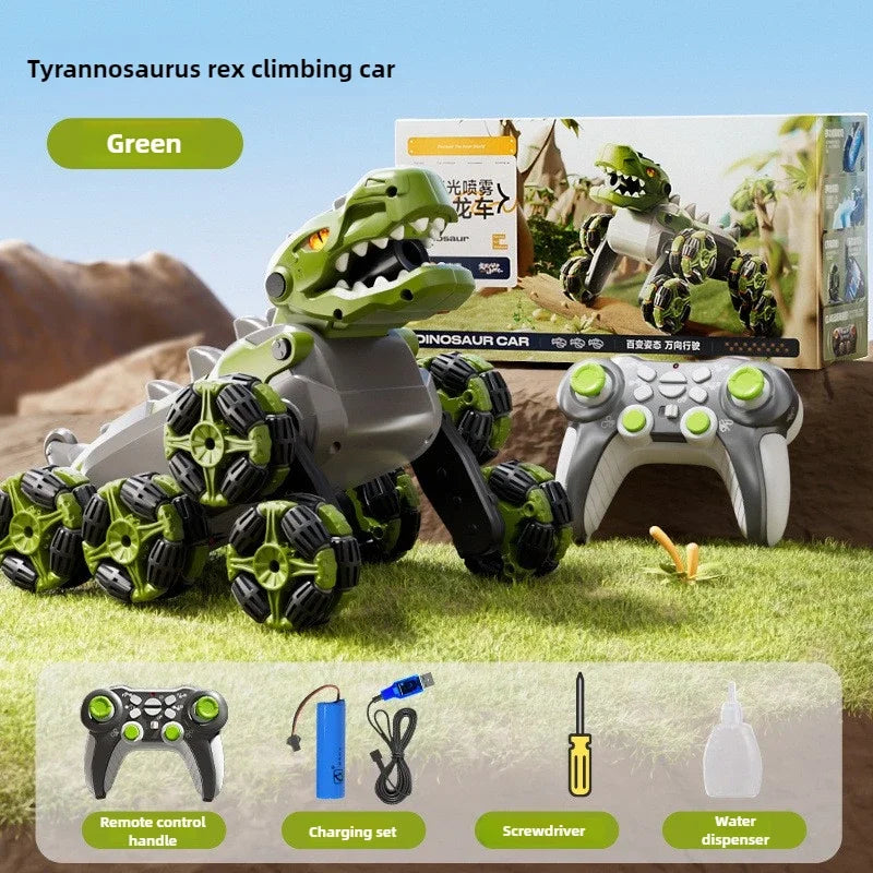 2.4G Children RC Robot Dinosaur Toy 8 Wheels Photoelectric Spray Stunt Action Remote Control Electric Off-road Dogs Kids Gifts