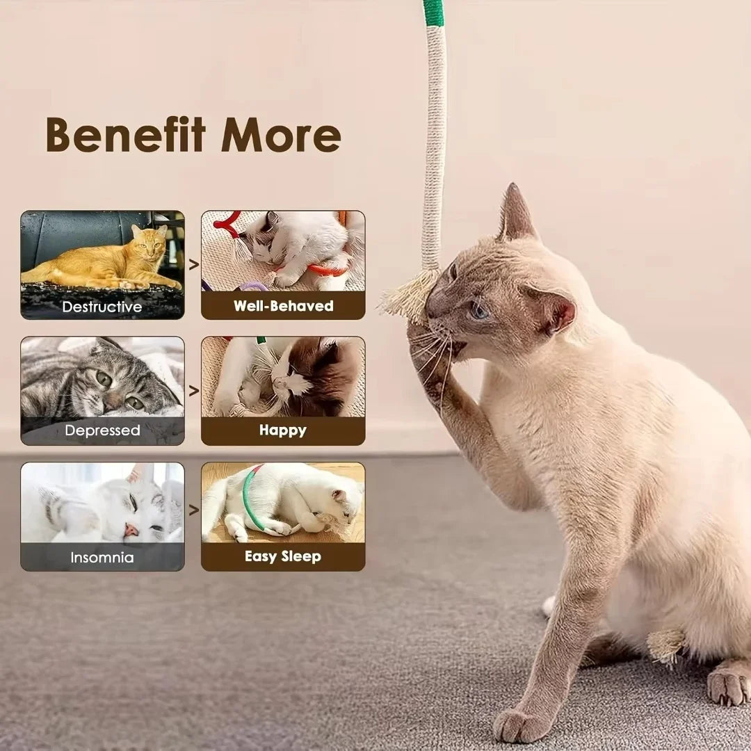 Cotton Cat Chew Toy for Teeth Cleaning, Catnip Rope Toys for Indoor Cats, Interactive Nip Teething Toys for cats