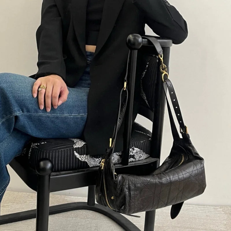 sling genuine leather handbags for women Underarm vintage Bag Commuter Single Shoulder Crossbody high quality side ladies Bag