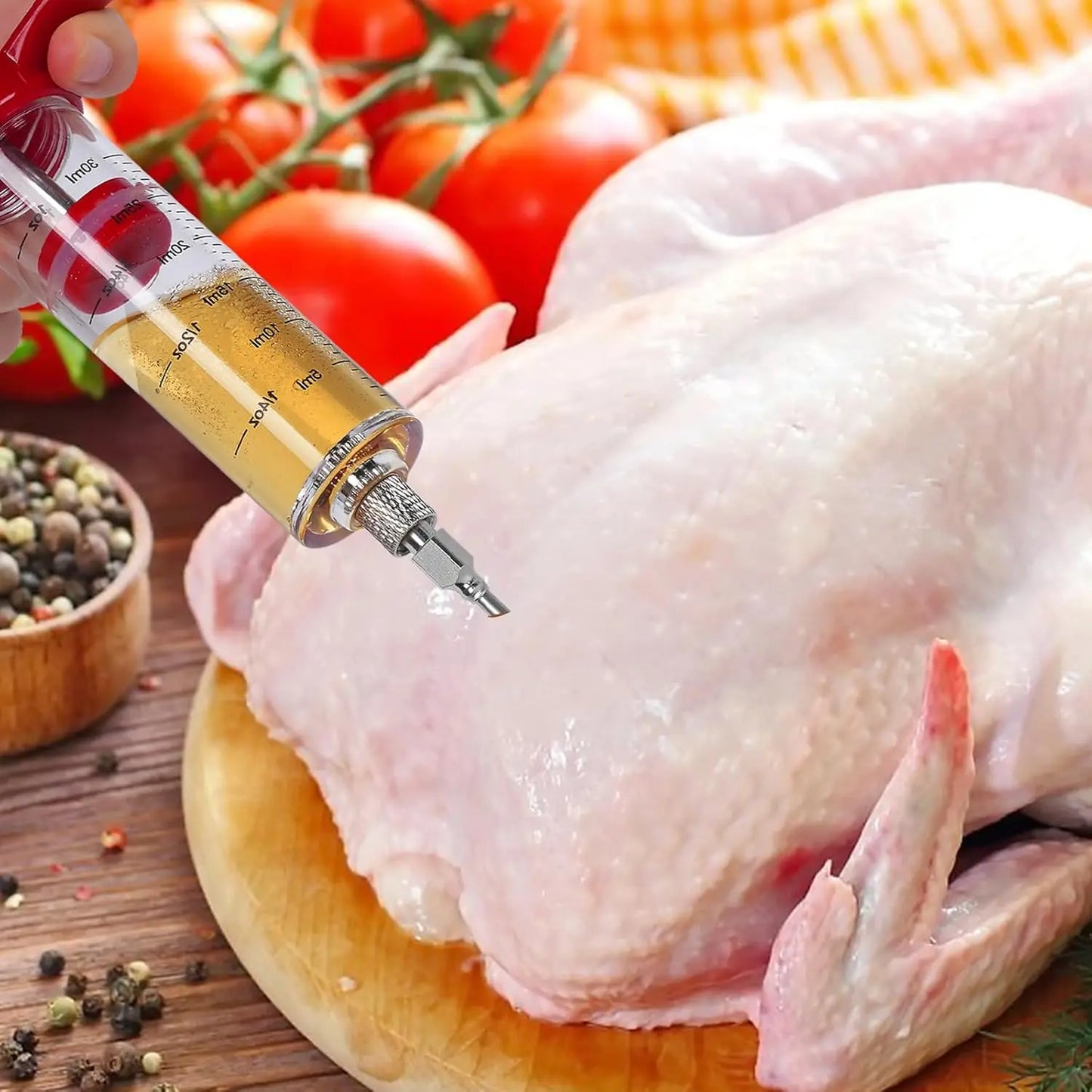 Manufacturer   Stainless Steel Turkey Baster for Cooking - Food Grade Meat Injector Syringe & Silicone Suction Bulb With 2 Detachable Needles   kitchen gadgets