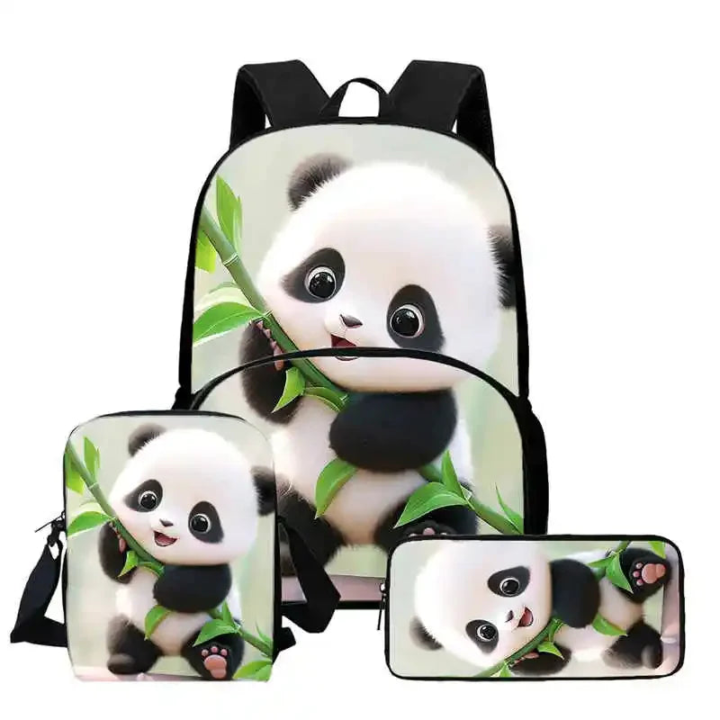Child School Backpack with Front Pocket,Shoulder Bags,Pencil Bags for Aged 5-10,Cartoon panda School Bags for Boys Girls
