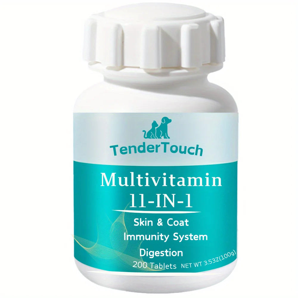 200 Tablets - TenderTouch - Dog and Cats Multivitamin - Dog and Cats Vitamins and Supplements, Senior & Puppy Multivitamin  dog food cat food