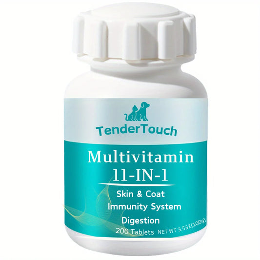 200 Tablets - TenderTouch - Dog and Cats Multivitamin - Dog and Cats Vitamins and Supplements, Senior & Puppy Multivitamin  dog food cat food