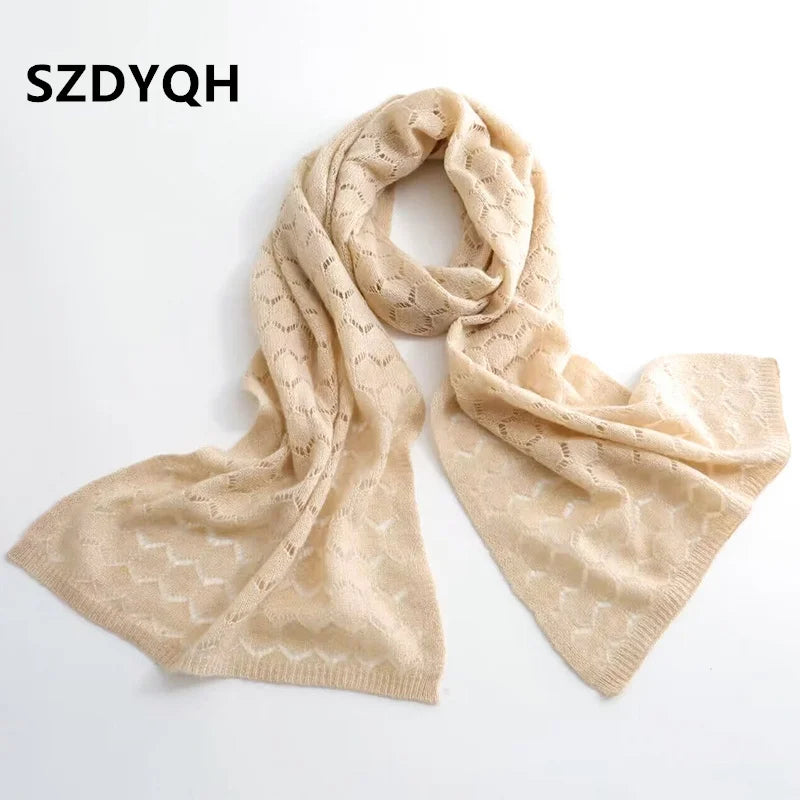 New Arrival Autumn Winter 100% Pure Cashmere Knitted Women Scarf Solid Color Poncho Warm Fashion Capes Lady High Quality Scarves