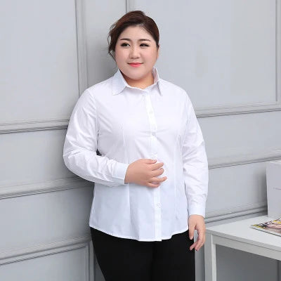 Plus Size White Shirt Women Spring New Office Lady Working Clothes Long Sleeve Bottom Blouse Korean Fashion SlimWomen Clothing t-shirts