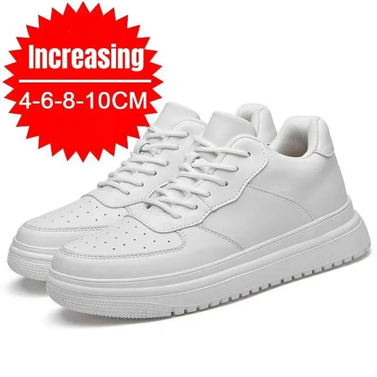 Manufacturer   PDEP New Height Increasing Shoes for Men 10cm Invisible Elevator Sneakers White Leathe Sport Zapatillas De Hombre Big Size 46    Sneakers