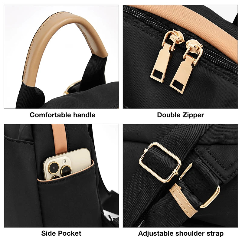 FOXER Small Lady Preppy Style Backpack Girl's High capacity Handbag Casual Fabric School Bag Women's Fashion Travel Shoulder Bag