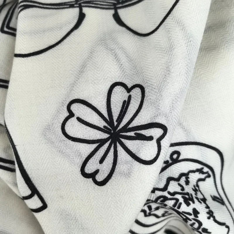 High-end Elegant Women Exquisite Ornate Accessories Double-sided Print Quality Silk Wool Hand-rolled Edge Big Square Scarf Shawl