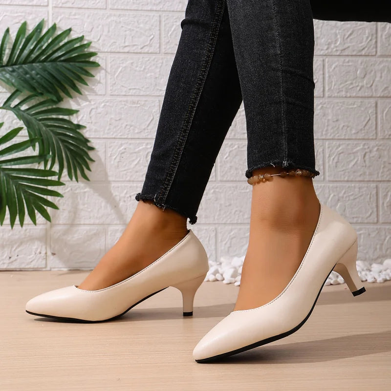 Manufacturer   Women's Black Pointed Toe Slim Heel Pumps | Professional Formal Shoes for Flight Attendants & Business Professionals   Pumps