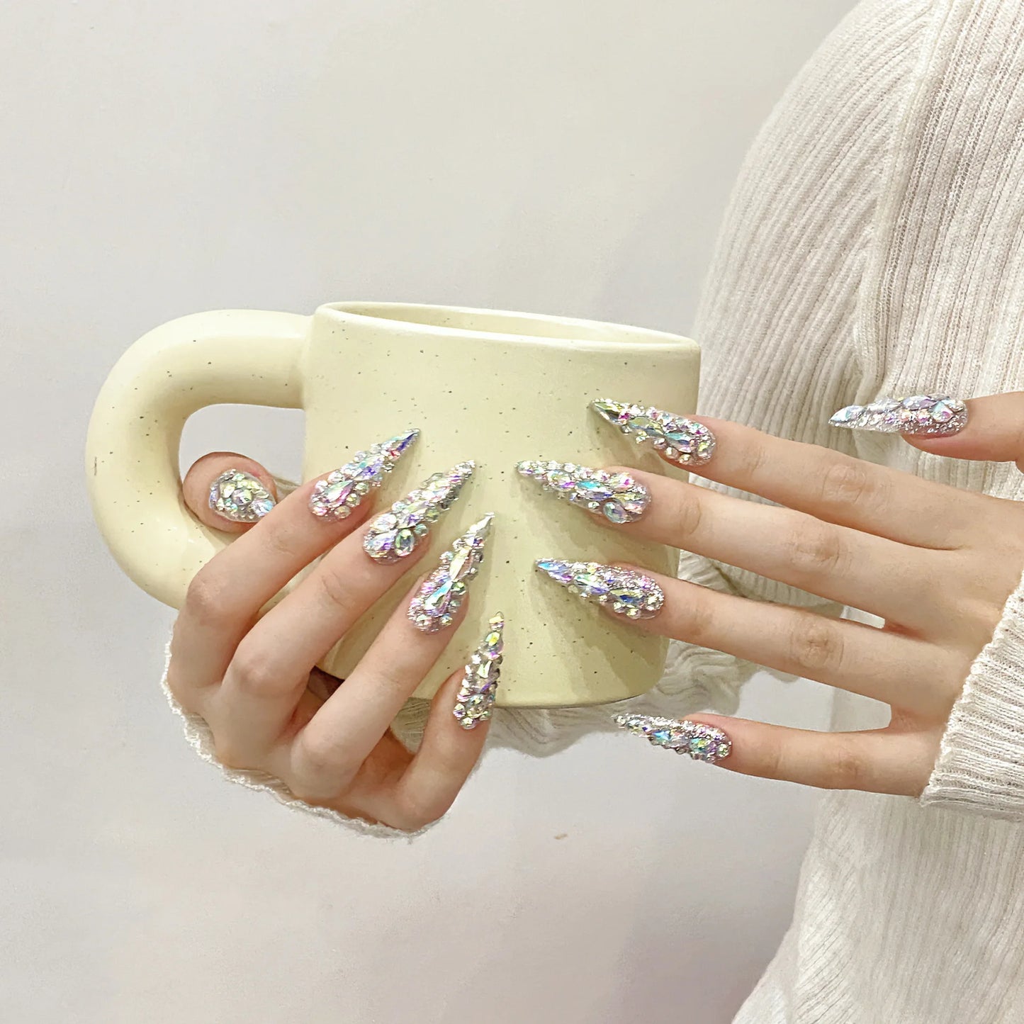 Pure handmade wear nail full diamond Ultra flash Cleopatra finished nail patch wear nail press on nails