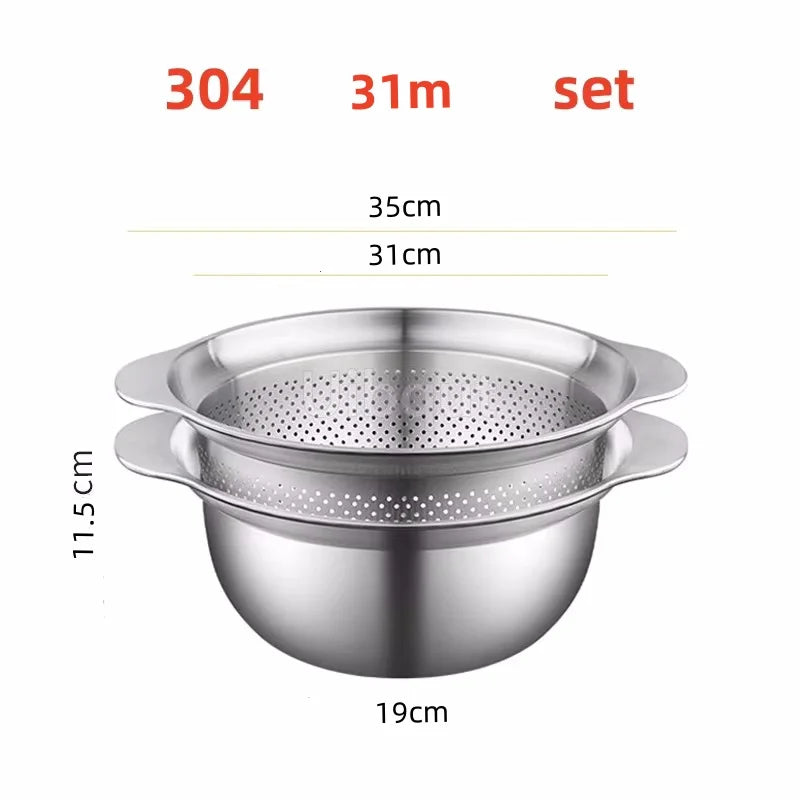 Manufacturer   Vegetable washing basin Basket rice washing artifact Fruit filter basin Strainer Kitchen items 304 stainless steel drain basket   kitchen gadgets
