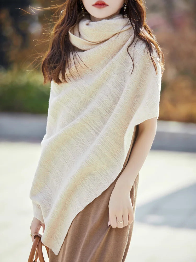 Spring and Autumn Trend 100% Pure Wool Shawl Women's Coat Multi-Functional Scarf Wool Knitted Cardigan Super Versatile Sweater