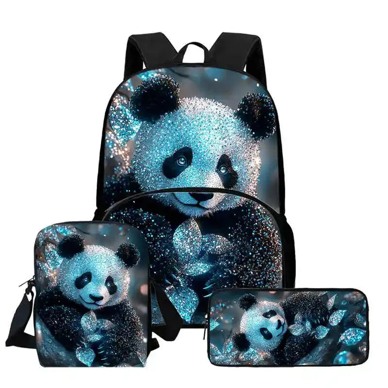 Child School Backpack with Front Pocket,Shoulder Bags,Pencil Bags for Aged 5-10,Cartoon panda School Bags for Boys Girls