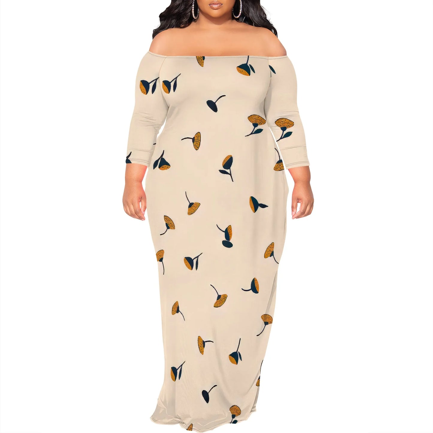 Maxi Dress for Women V Neck Casual 3/4 Sleeve Wrap Sexy Long Dresses Floral with Belt