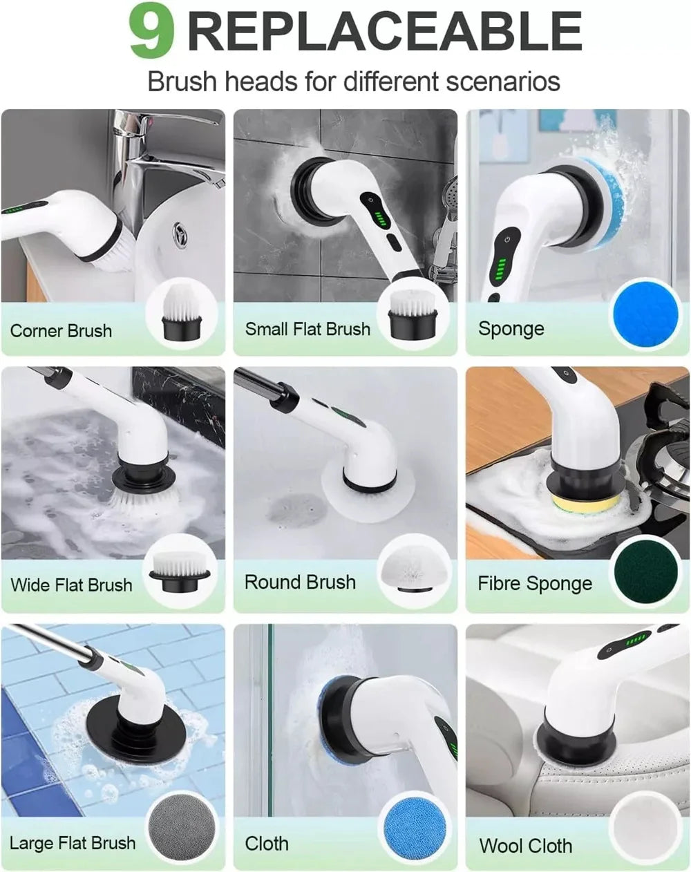 Manufacturer   Electric Cleaning Brush 9 in 1 2000 mAh Cleaning Tool for Living Room Bathroom Kitchen Handheld Cleaning Brush Electric Scrubber   kitchen gadgets