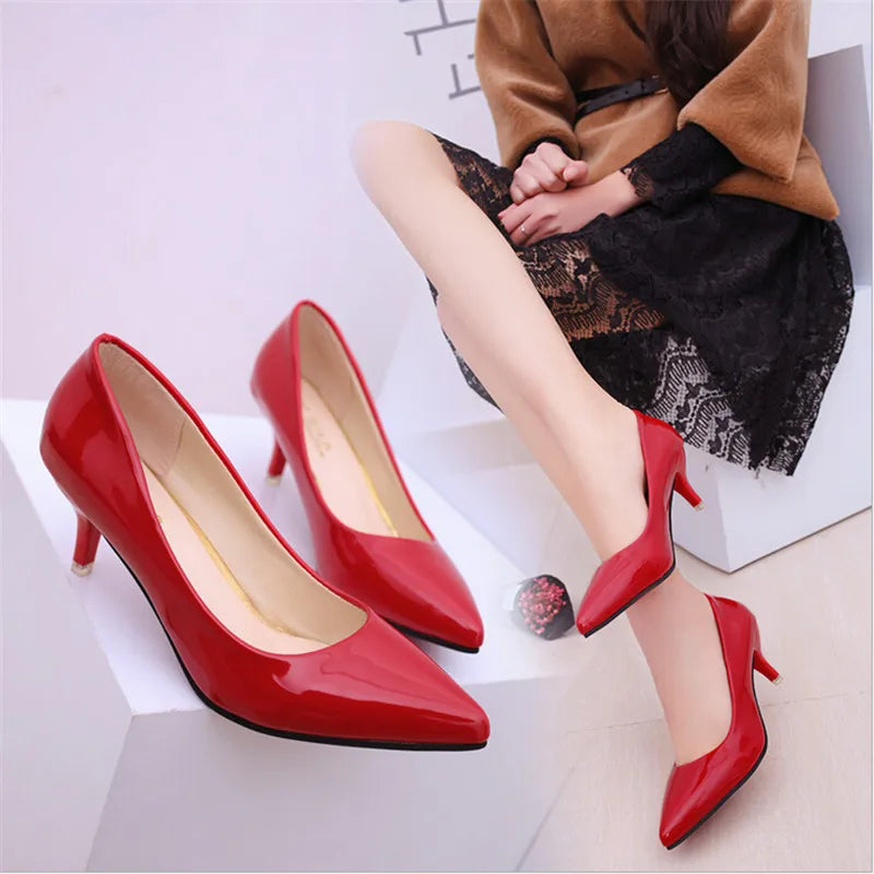 Manufacturer   Shoes Ladies Pumps Medium Heel Nude Sexy High Heels Weeding Shoes Women Office Work White Pumps Party Shoes   Pumps