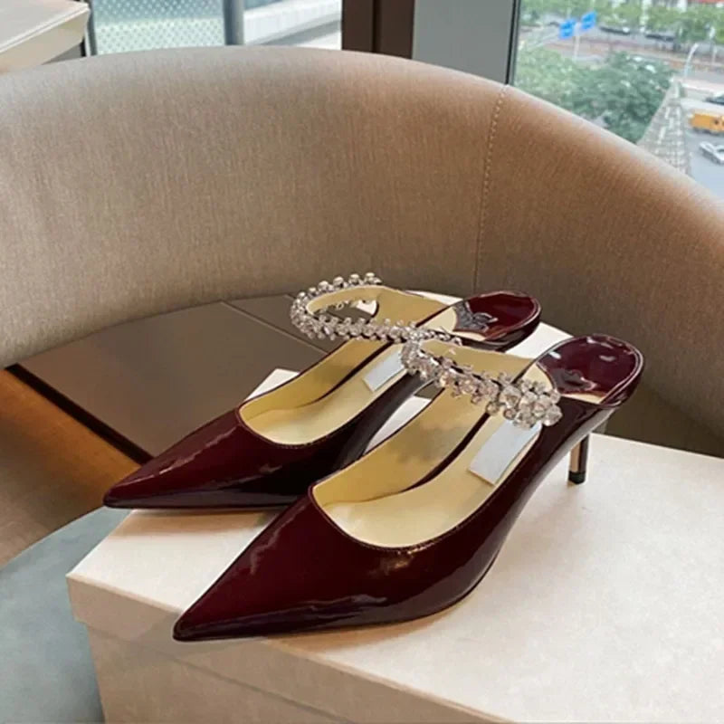 Manufacturer   European and American Spring and Autumn New Women High Heel Shoes High Quality Diamond Decoration Muller Shoes   Pumps