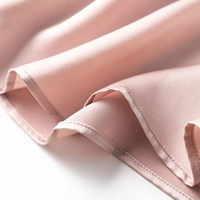 Women Midi Dress 100% Mulberry Silk 20 Momme Crew neck belted waist Solid Color Light Pink A Line Long Dress