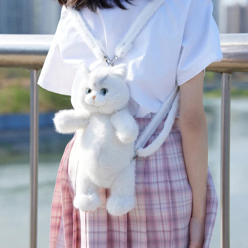 Pure Handmade Simulation Plush Cat Backpack Trendy And Cute Doll Cat Shoulder Bag For Women Exquisite Birthday Gifts For Girl CAT BAG