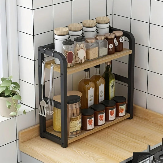 Manufacturer   1pc 2-Tier Metal Countertop Shelf - Space Saving Organizer for Coffee, Mugs & Condiments, Rustproof Kitchen Rack   kitchen gadgets
