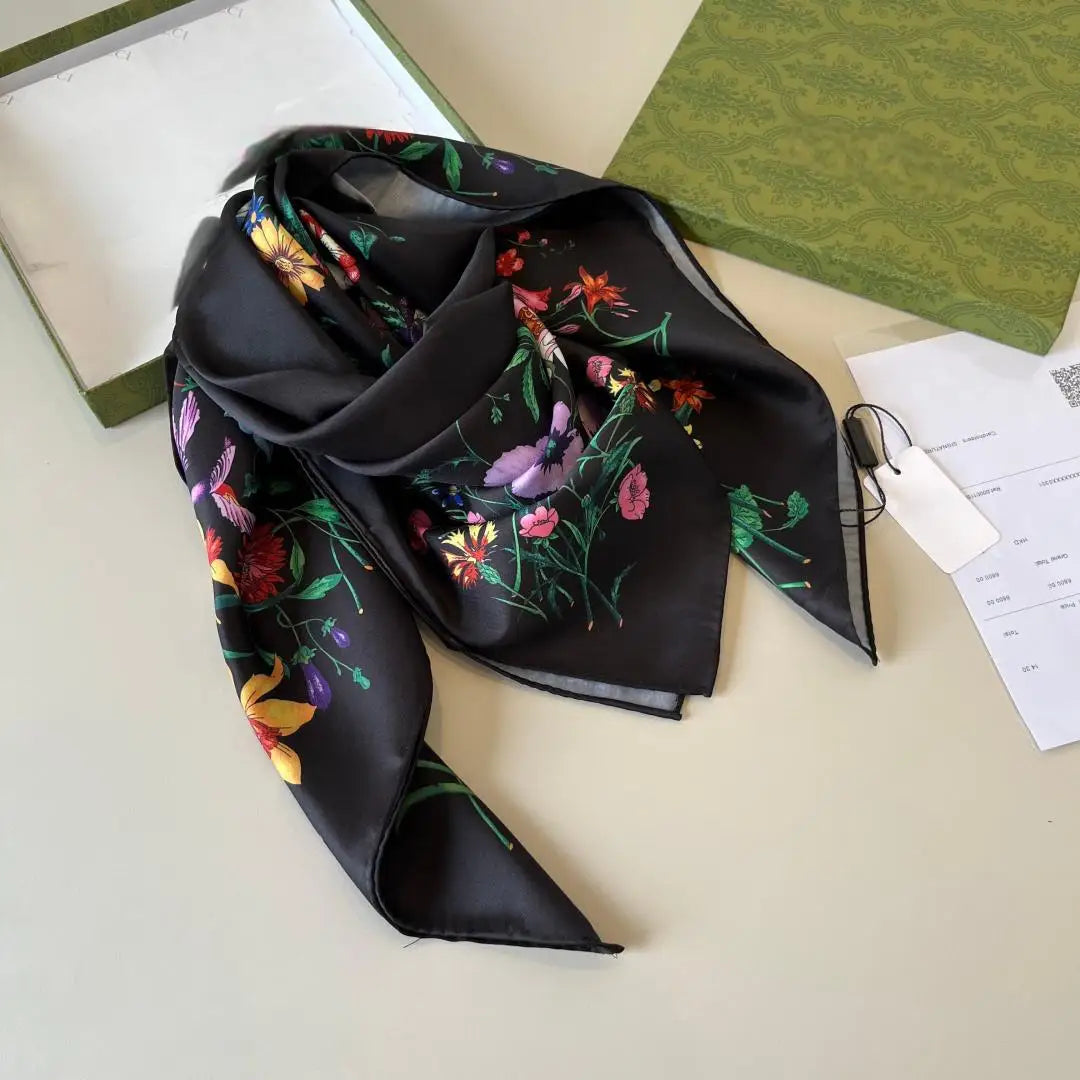 Designer Silk Scarf: Playful Versatility & Modern Flair - Effortlessly Chic Styling. Premium Gift for Fashion Enthusiasts