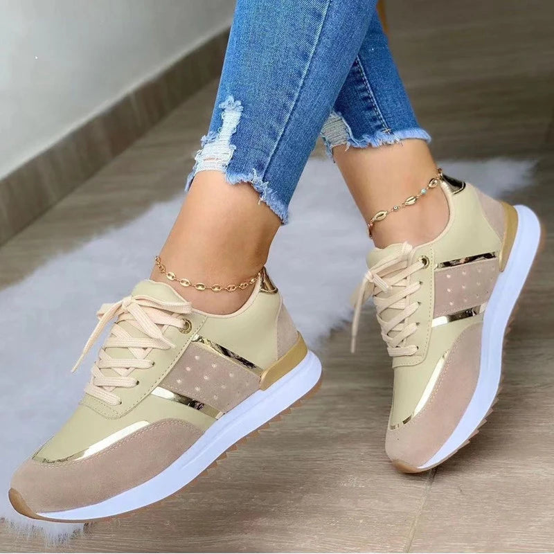 Manufacturer   New Women Sneakers Platform Shoes Leather Patchwork Casual Sport Shoes Ladies Outdoor Running Vulcanized Shoes Zapatillas Mujer    Sneakers