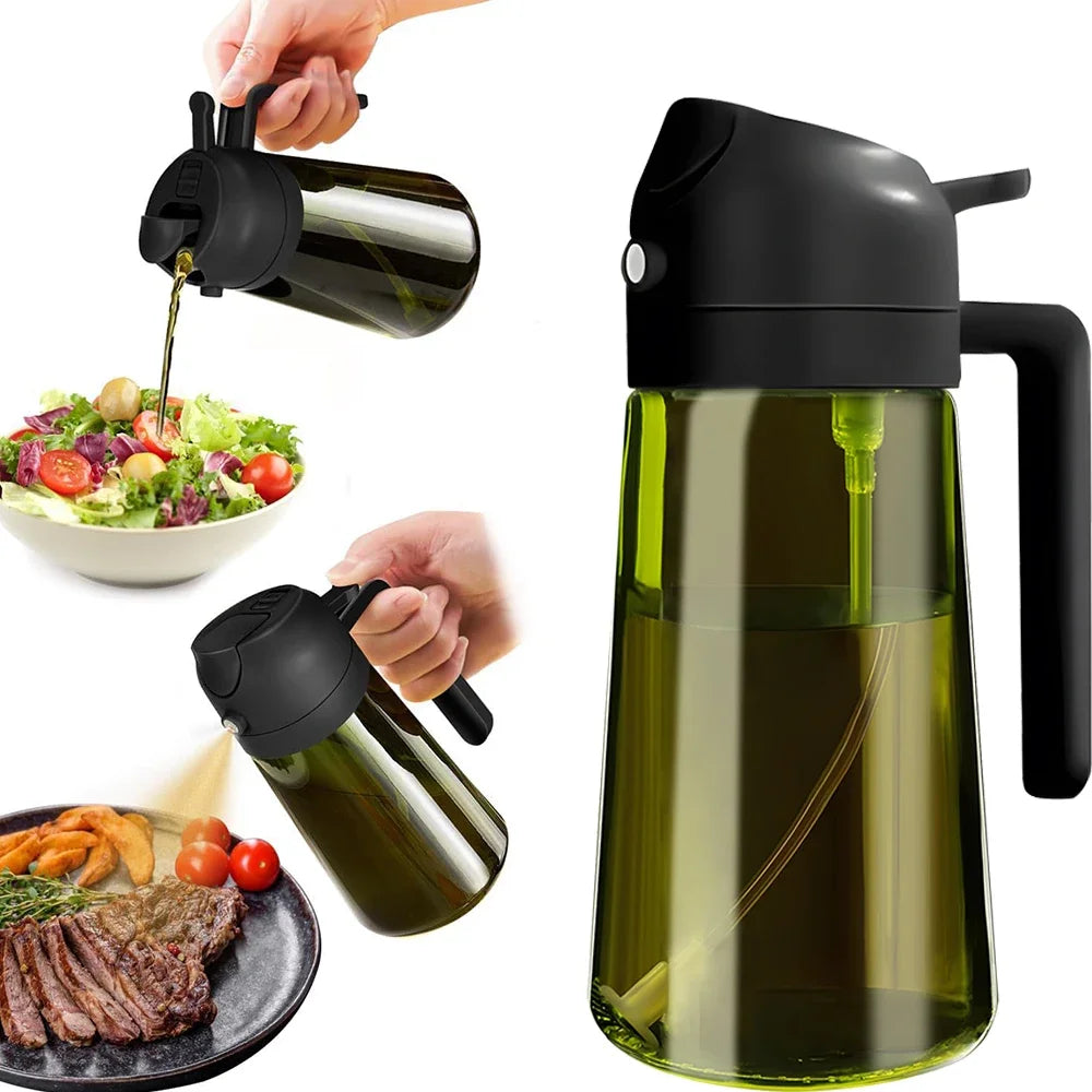 manufacturer  470ML/16oz Light-Blocking Dark Oil Sprayer for Cooking 2 in 1 Olive Oil Dispenser Bottle for Kitchen Dark Green Glass Oil Bottle   Kitchen gadgets