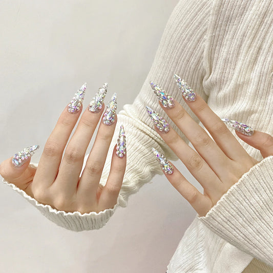 Pure handmade wear nail full diamond Ultra flash Cleopatra finished nail patch wear nail press on nails