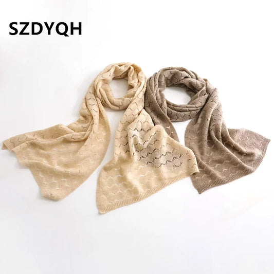 New Arrival Autumn Winter 100% Pure Cashmere Knitted Women Scarf Solid Color Poncho Warm Fashion Capes Lady High Quality Scarves
