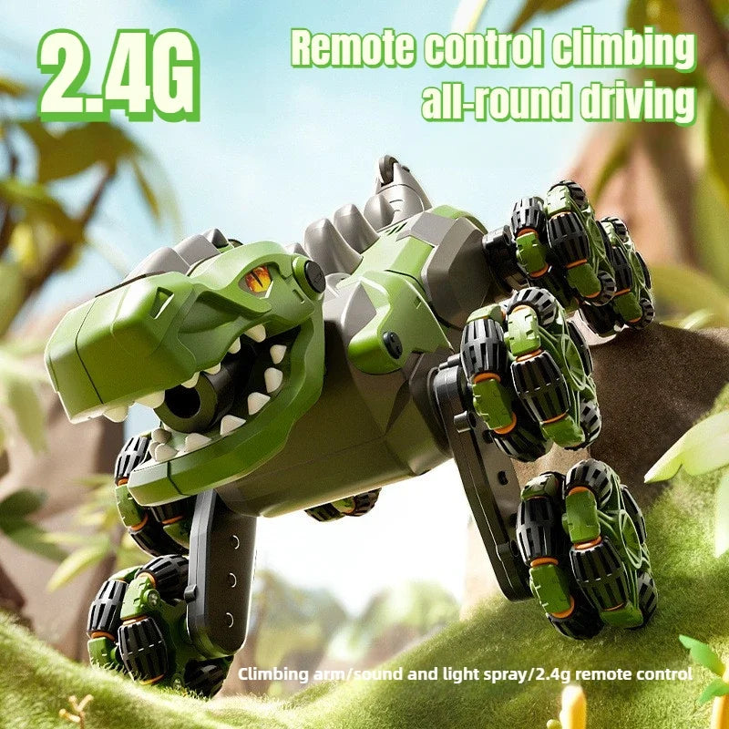 2.4G Children RC Robot Dinosaur Toy 8 Wheels Photoelectric Spray Stunt Action Remote Control Electric Off-road Dogs Kids Gifts