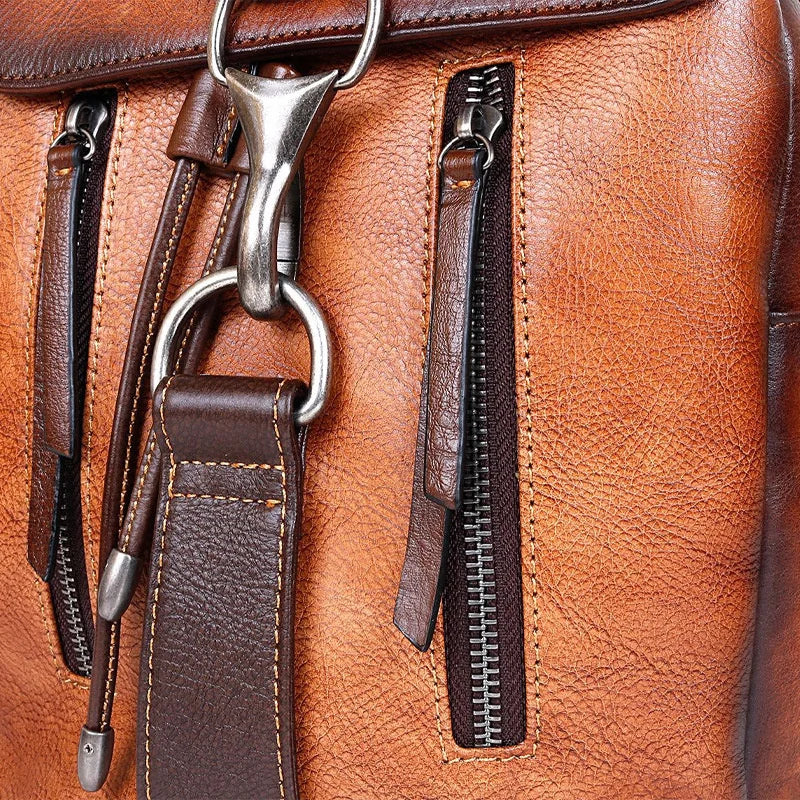 MOTAORA Genuine Leather Women's Vintage Backpack Retro Travel & School Bag Anti-Scratch Cowhide Shoulder Bag for Pad