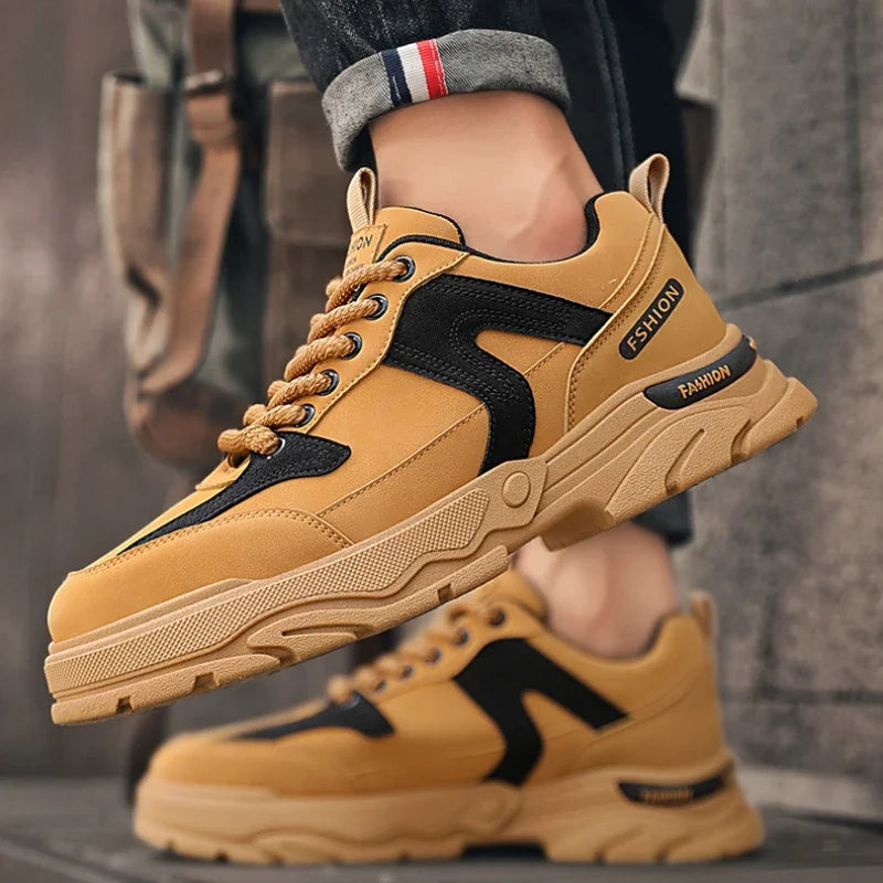 Manufacturer   Fipatbu Men's Spring Casual Shoes Wearproof Leather Luxury Sneakers Chelsea Tactical Denim Combat Comfortable Work Safety Shoes    Sneakers