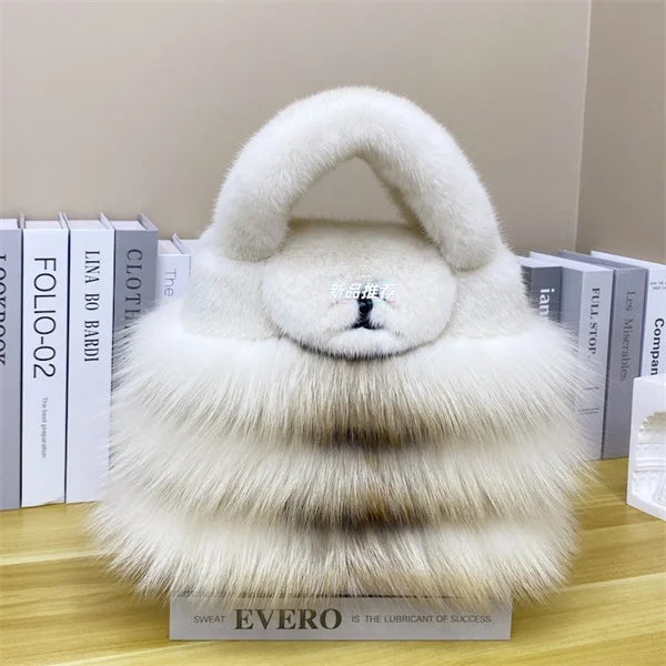 Pure Imported Mink  Y2K Fashion Desgner Crossbody Bag Luxury Handbag ling Women's Bag Real Fur Sod Bag Mink Bag Mobile
