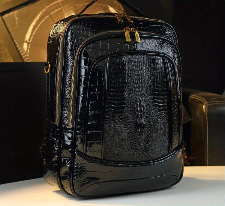 Light luxury shiny crocodile pattern backpack for men and women new spring fashion versatile large capacity travel backpack bag