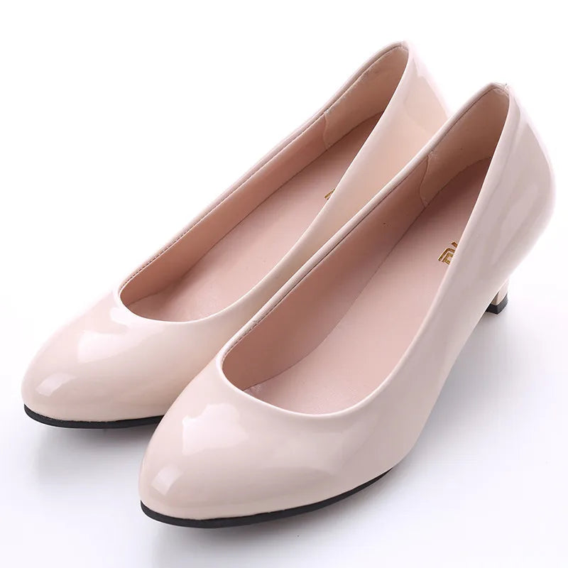 Manufacturer   Shoes Ladies Pumps Medium Heel Nude Sexy High Heels Weeding Shoes Women Office Work White Pumps Party Shoes   Pumps