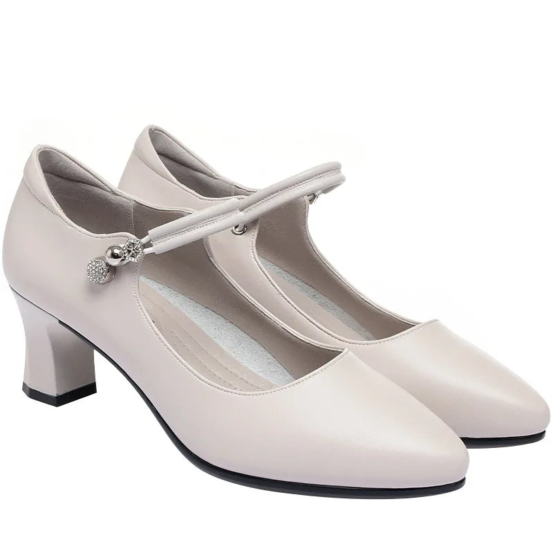 Manufacturer   CINESSD Fashion Pumps New High Quality Genuine Leather Vintage Mary Jane Shoes Square Toe High Heels Flat Shoes Lightweight Shoe   Pumps