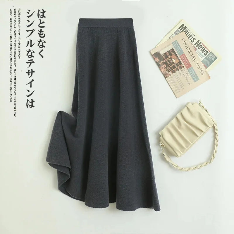 Plus Size Pure Wool Knitted High Waist Mini Skirt Women's Casual Style Autumn Winter New Fashion Korean Version Slimming Skirt  dress