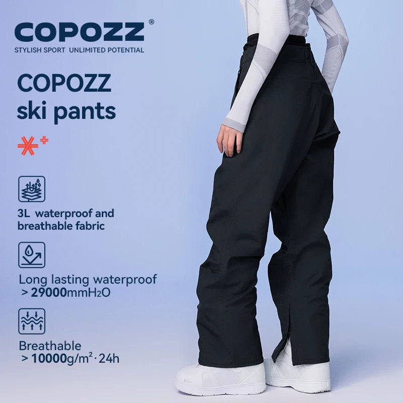 COPOZZ Winter 3L Ski Pant Men Loose Trousers Outdoor Snowboard Windproof Waterproof Snow Pant Keep Warm Women Ski Clothes