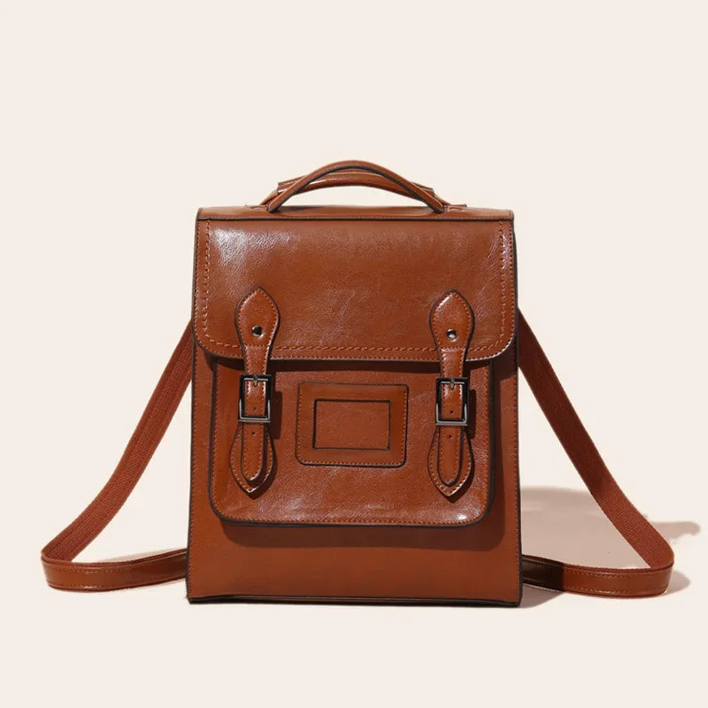 Genuine Leather Women's Backpack Vintage Cowhide Preppy Style Girls School Bag Large Capacity Women Shoulder Bag