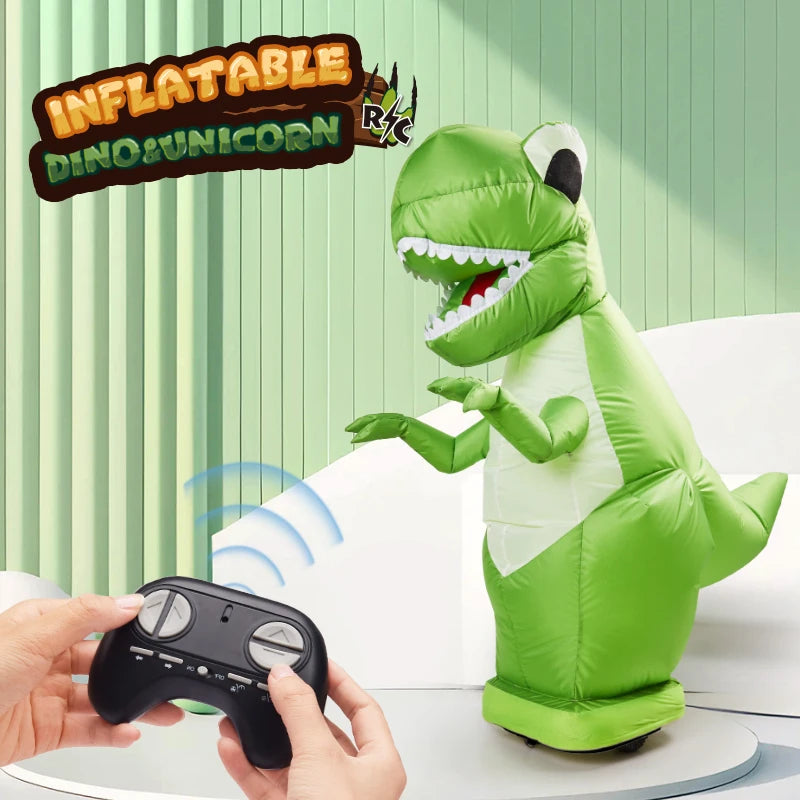 Rc Animal 2.4Ghz Rc Inflatable Dinosaur Dinosaur Remote Control Toy Halloween Party Children's Gift 360°Rotation Toys Hobbies