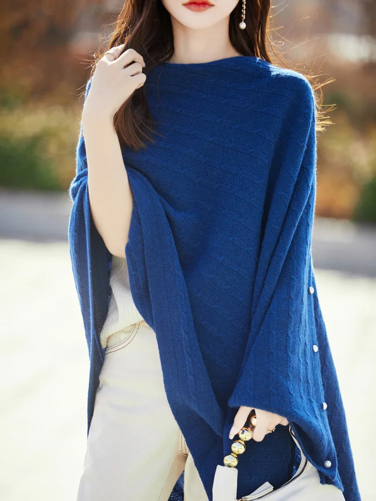 Spring and Autumn Trend 100% Pure Wool Shawl Women's Coat Multi-Functional Scarf Wool Knitted Cardigan Super Versatile Sweater