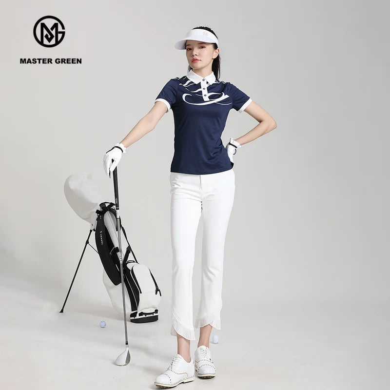 MG Golf Women's T-Shirts  Athleisure Short Sleeve Sports Tops Ladies Quick Drying Breathable Polo Shirts Skin-friendly Comfortable