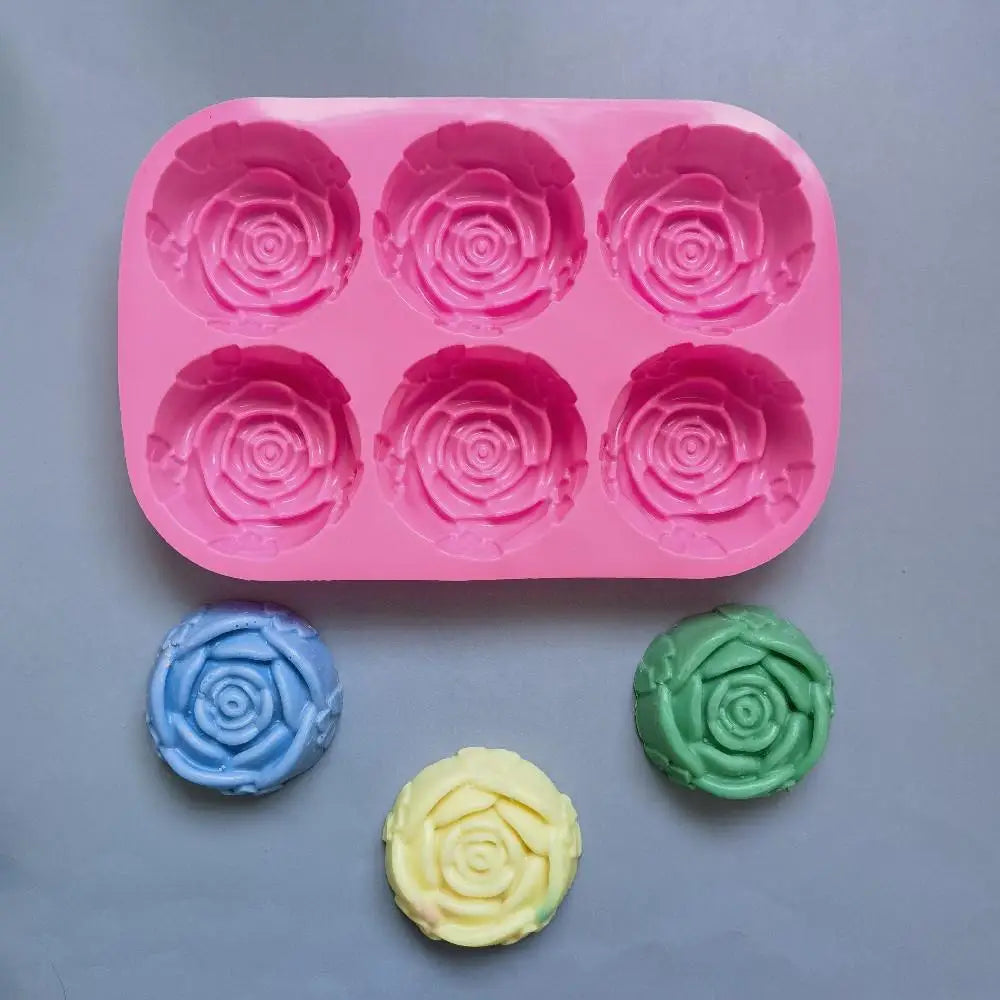 manufacturer  6 Holes Rose Flower Handmade Soap Candle Silicone Mold Heart shape DIY Cake Chocolate Baking Tools Ice Cube Making Mould   Kitchen gadgets