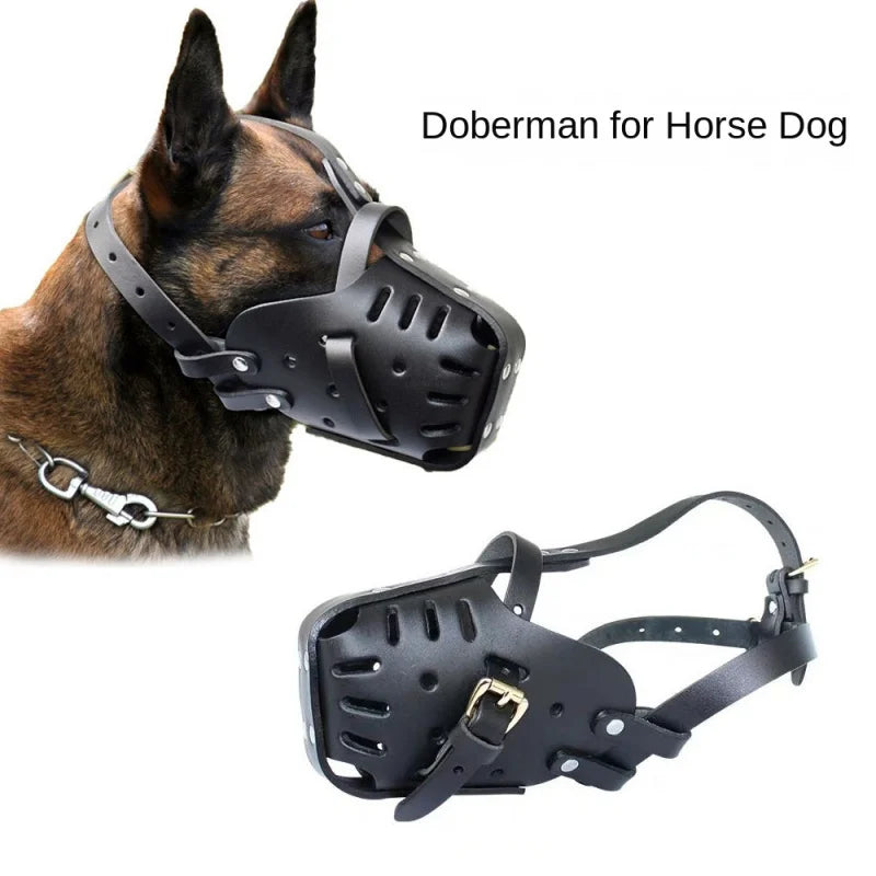 New Malinois German Shepherd Cowhide Cover Medium Large Mouth Cage Adjustable Breathable Dog Muzzles Bark Stopper  dog toy