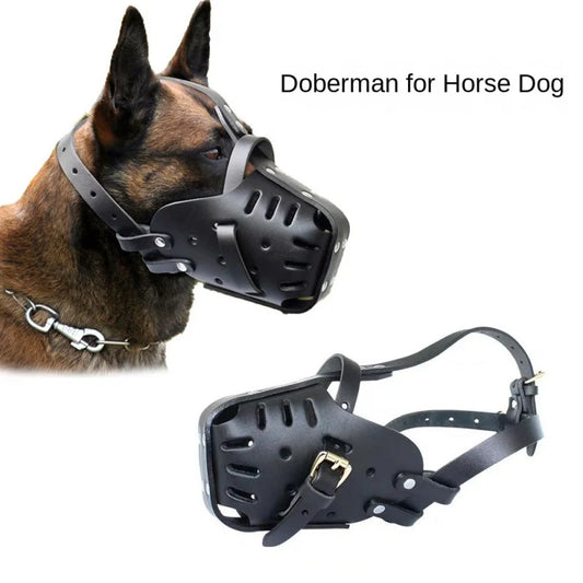 New Malinois German Shepherd Cowhide Cover Medium Large Mouth Cage Adjustable Breathable Dog Muzzles Bark Stopper  dog toy