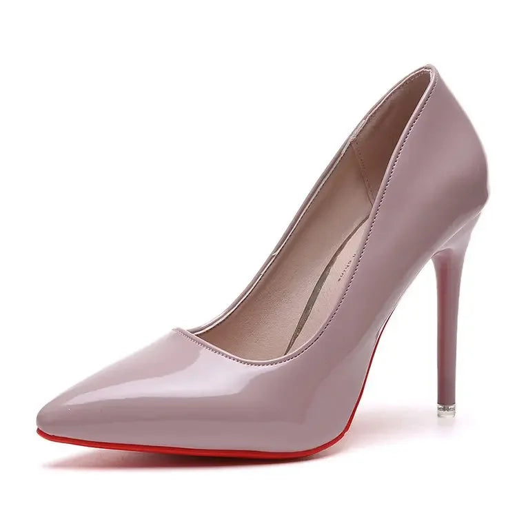 Manufacturer   Big Size 35-45 women's shoes  concise flock high heels women pumps pointed toe classic red gray ladies wedding shoes office   Pumps